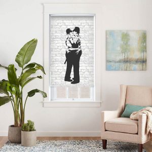Details about   Printed Picture Roller Blind Banksy kissing coppers photo Blackout Window Blind 