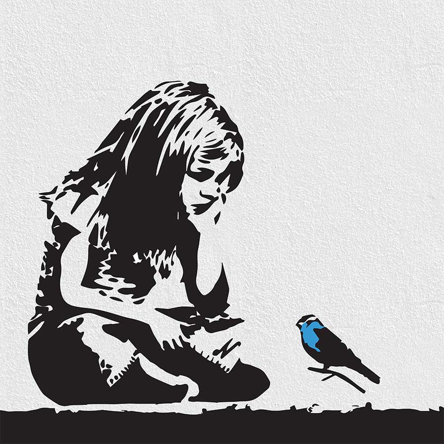 Banksy Girl with Bluebird Roller Blind